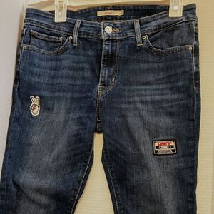 NWOT Levi's 711 Skinny Jeans Womens Size 31 Blue Denim Patches Stretch Mid Rise